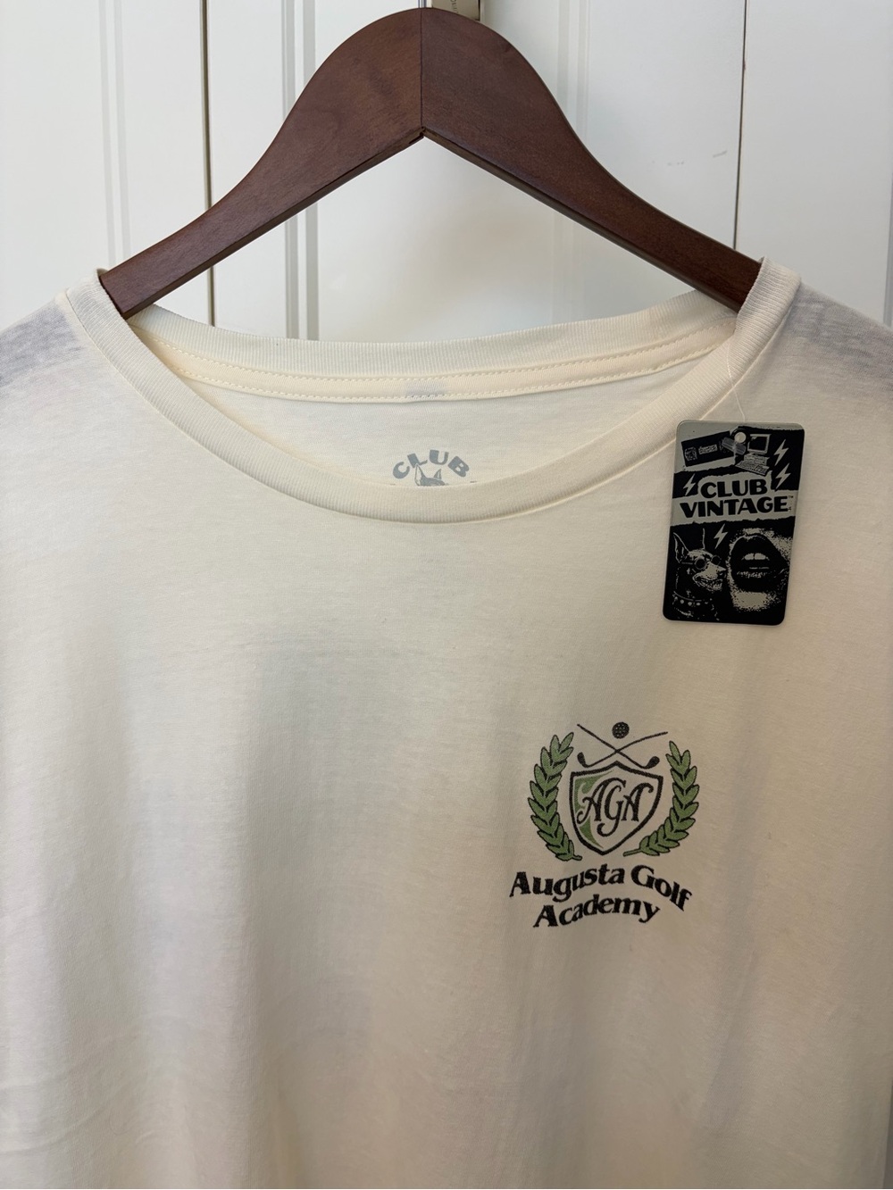 Augusta Sportswear Cream Short Sleeve Tee with Green Crest